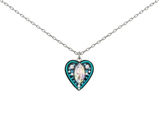 Firefly - Blue Mosaic Heart Necklace with Swarovski Crystals