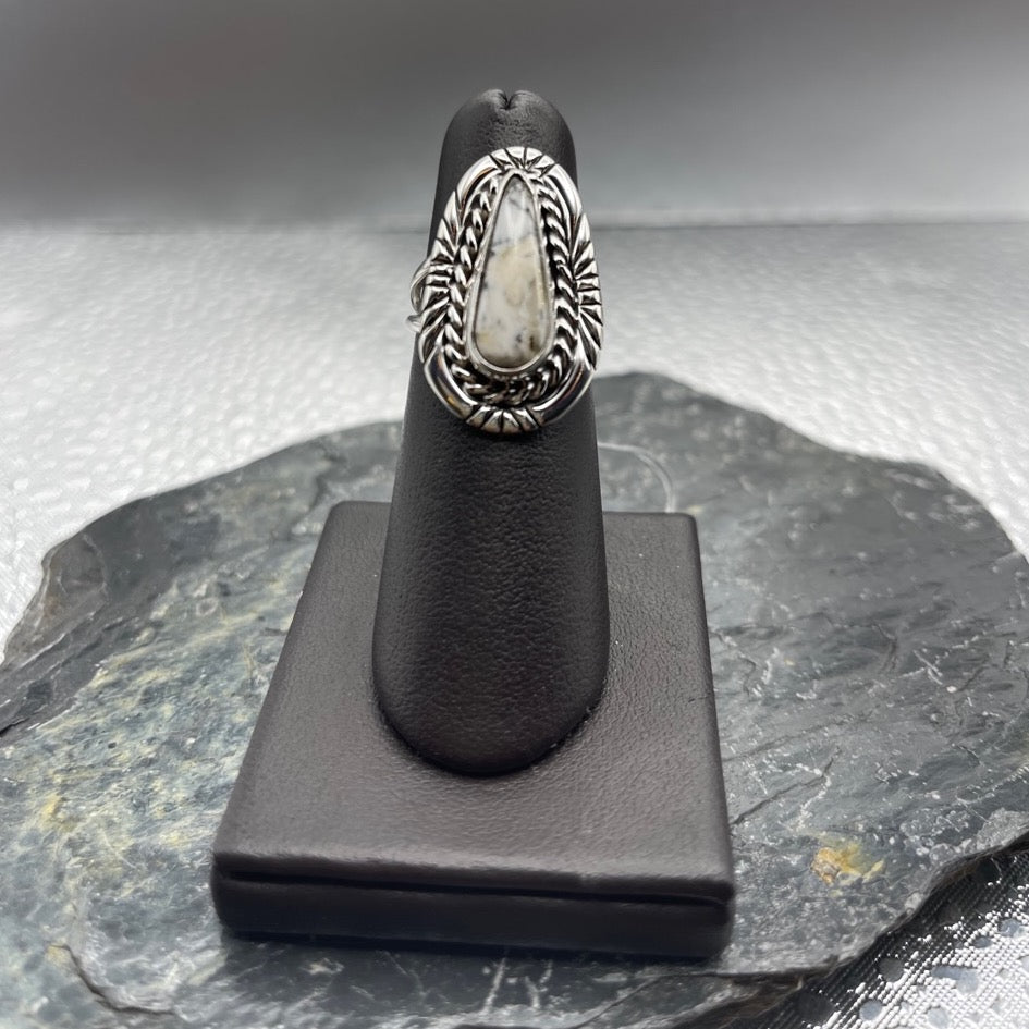 Desert Treasure: White Buffalo with Sterling Silver Ring