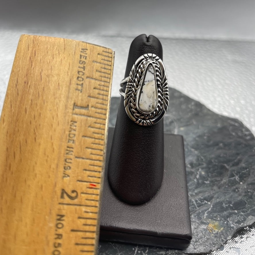 Desert Treasure: White Buffalo with Sterling Silver Ring