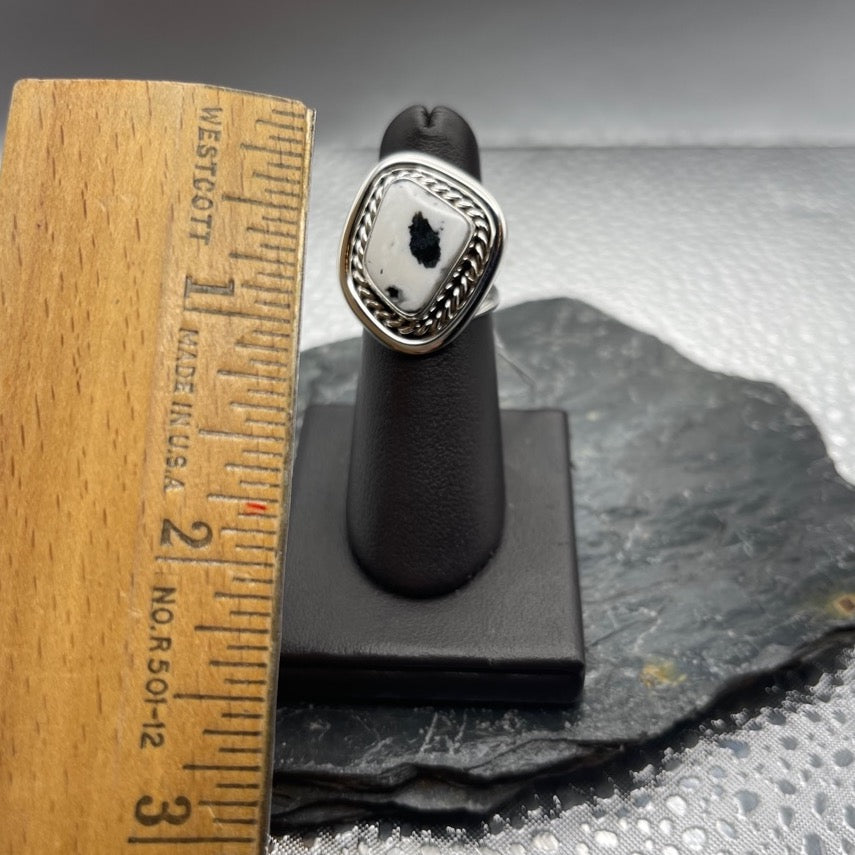 Desert Treasure: White and Black Stone set in Sterling Silver Ring