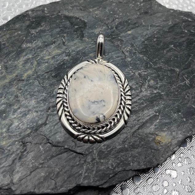 Desert Treasure: White Pendant set in Sterling Silver