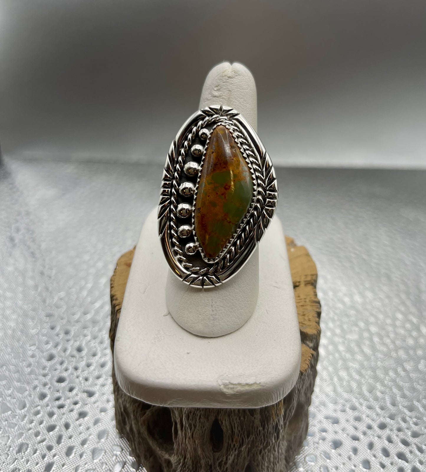 Desert Treasure: Green Turquoise set in Sterling Silver Ring