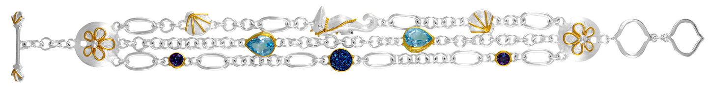Sterling Silver Bracelet with Trendy Solo Topaz and Sky Blue Topaz