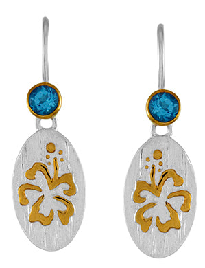 Sterling Silver Earring with Baby Blue Topaz