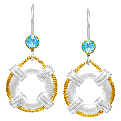 Sterling Silver Earring with Baby Blue Topaz