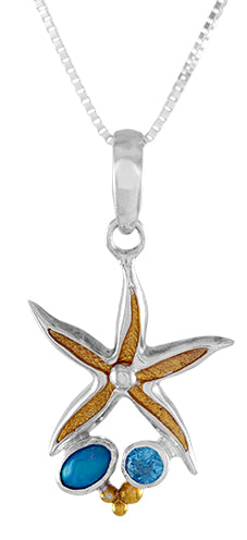 Sterling Silver Pendant with Baby Blue Topaz