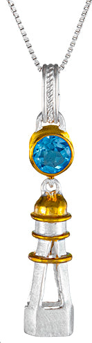 Sterling Silver Pendant with Baby Blue Topaz
