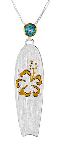 Sterling Silver Pendant with Baby Blue Topaz