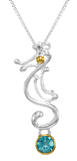 Sterling Silver Pendant with Baby Blue Topaz