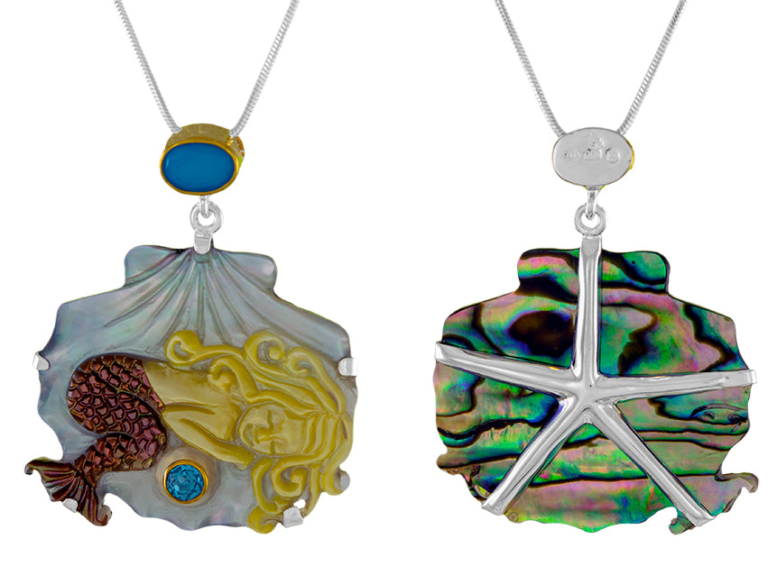 Sterling Silver Pendant with Baby Blue Topaz