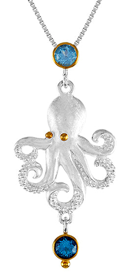 Sterling Silver Pendant with Baby Blue Topaz