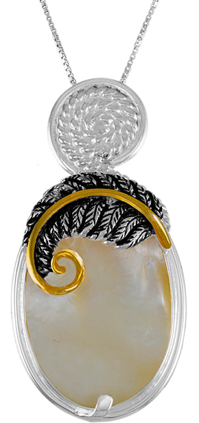 Sterling Silver Pendant with Black Mother of Pearl and Mother of Pearl