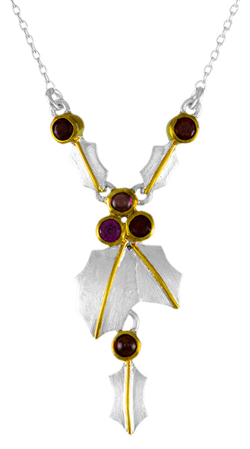 Sterling Silver Pendant with Garnet and Rhodolite Garnet