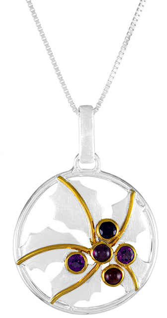 Sterling Silver Pendant with Garnet and Rhodolite Garnet
