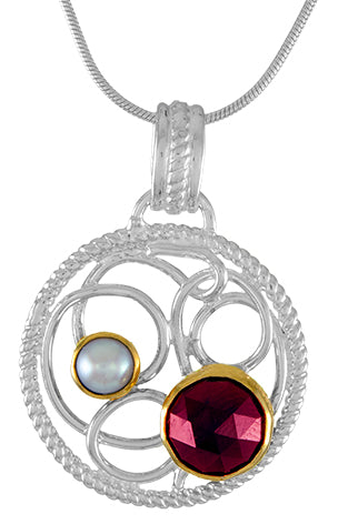 Sterling Silver Pendant with White Freshwater Pearl