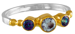 Sterling Silver Ring with Baby Blue Topaz, Sky Blue Topaz and Trendy Solo Topaz