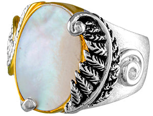 Sterling Silver Ring with Black Mother of Pearl and Mother of Pearl