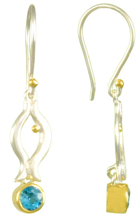 Sterling Silver and 22K Gold Vermeil Earring with Baby Blue Topaz