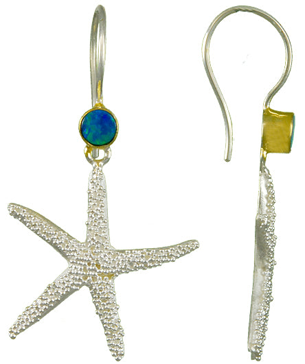 Sterling Silver and 22K Gold Vermeil Earring with Opal Doublet