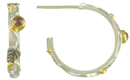 Sterling Silver and 22K Gold Vermeil Earring with Rhodolite Garnet