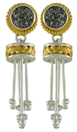 Sterling Silver and 22K Gold Vermeil Earring with Silver plated Druzy