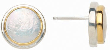 Sterling Silver and 22K Gold Vermeil Earring with White Pearl