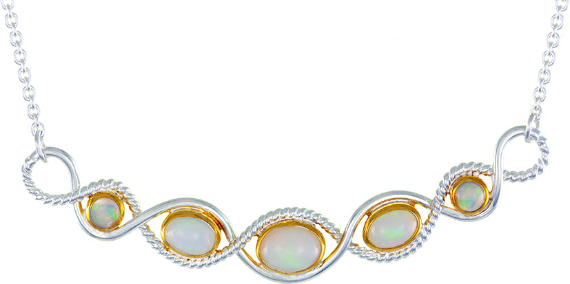 Sterling Silver and 22K Gold Vermeil Necklace with Ethiopian Opal