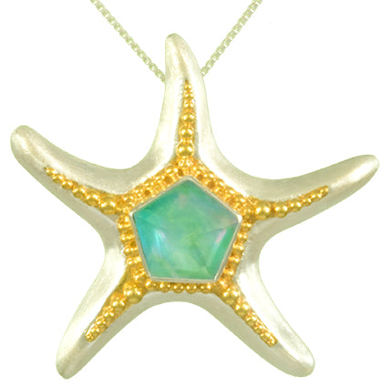Sterling Silver and 22K Gold Vermeil Pendant with Amazonite + checkerboard cut crystal quartz+ Mother of Pearl