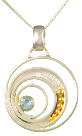 Sterling Silver and 22K Gold Vermeil Pendant with Baby Blue Topaz