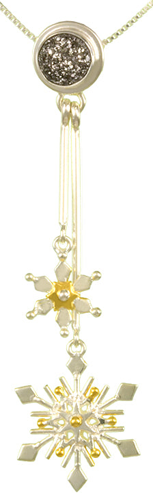 Sterling Silver and 22K Gold Vermeil Pendant with Silver plated Druzy