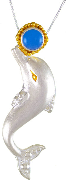 Sterling Silver and 22K Gold Vermeil Pendant with Sky Blue Topaz