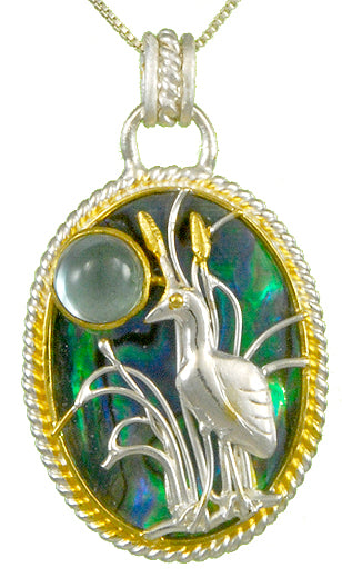 Sterling Silver and 22K Gold Vermeil Pendant with Sky Blue Topaz