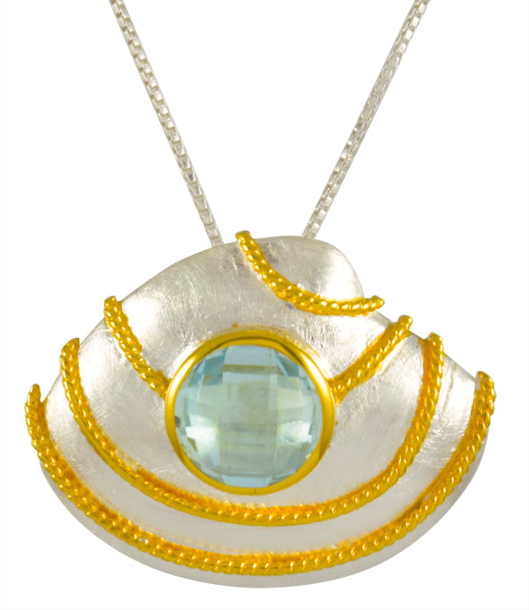 Sterling Silver and 22K Gold Vermeil Pendant with Sky Blue Topaz