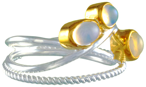 Sterling Silver and 22K Gold Vermeil Ring with Ethiopian Opal