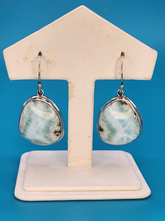 Genuine Larimar earings set in sterling silver