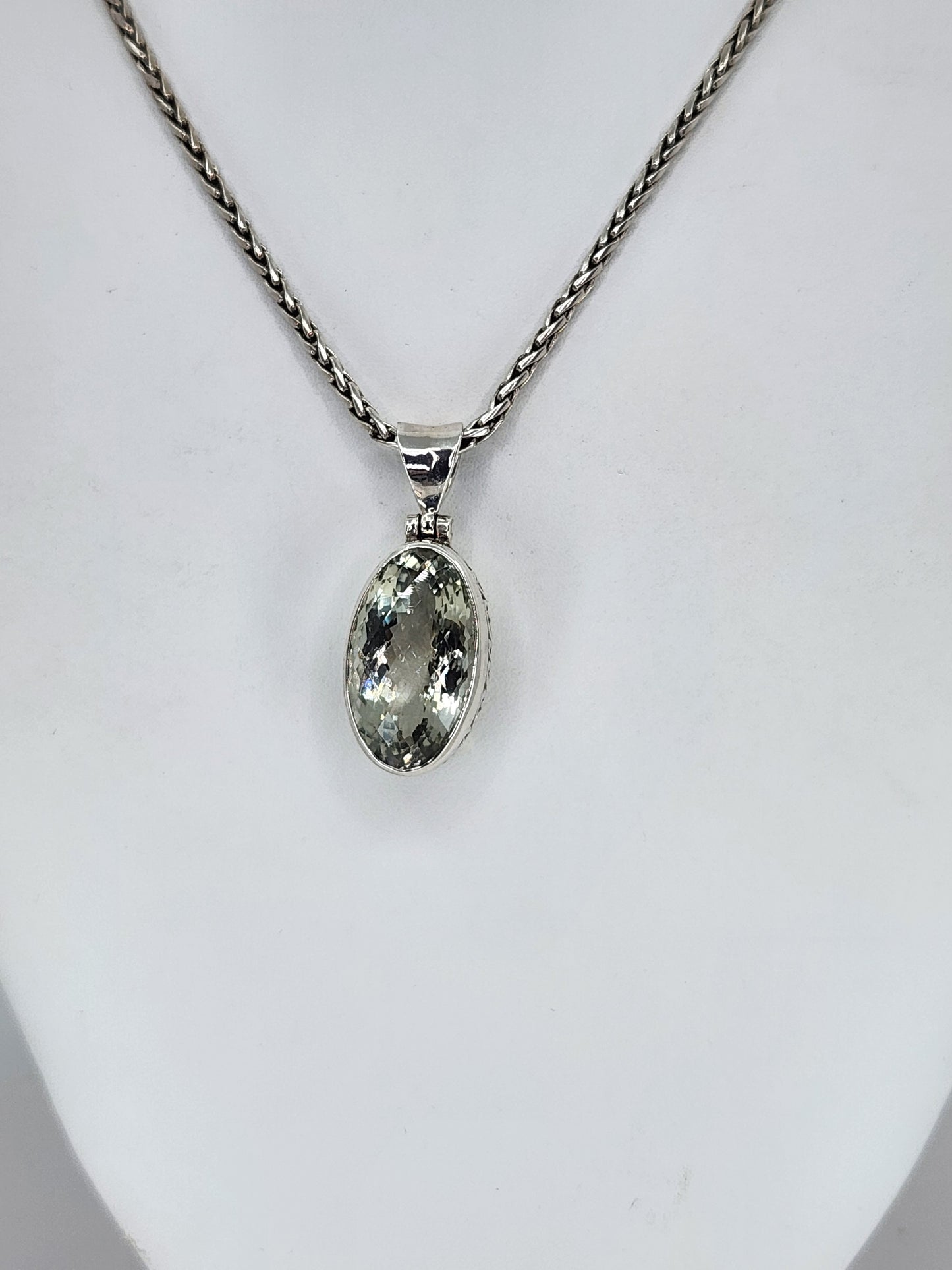 Janice Carson - Green Amethyst Pendant With Sterling Silver Necklace