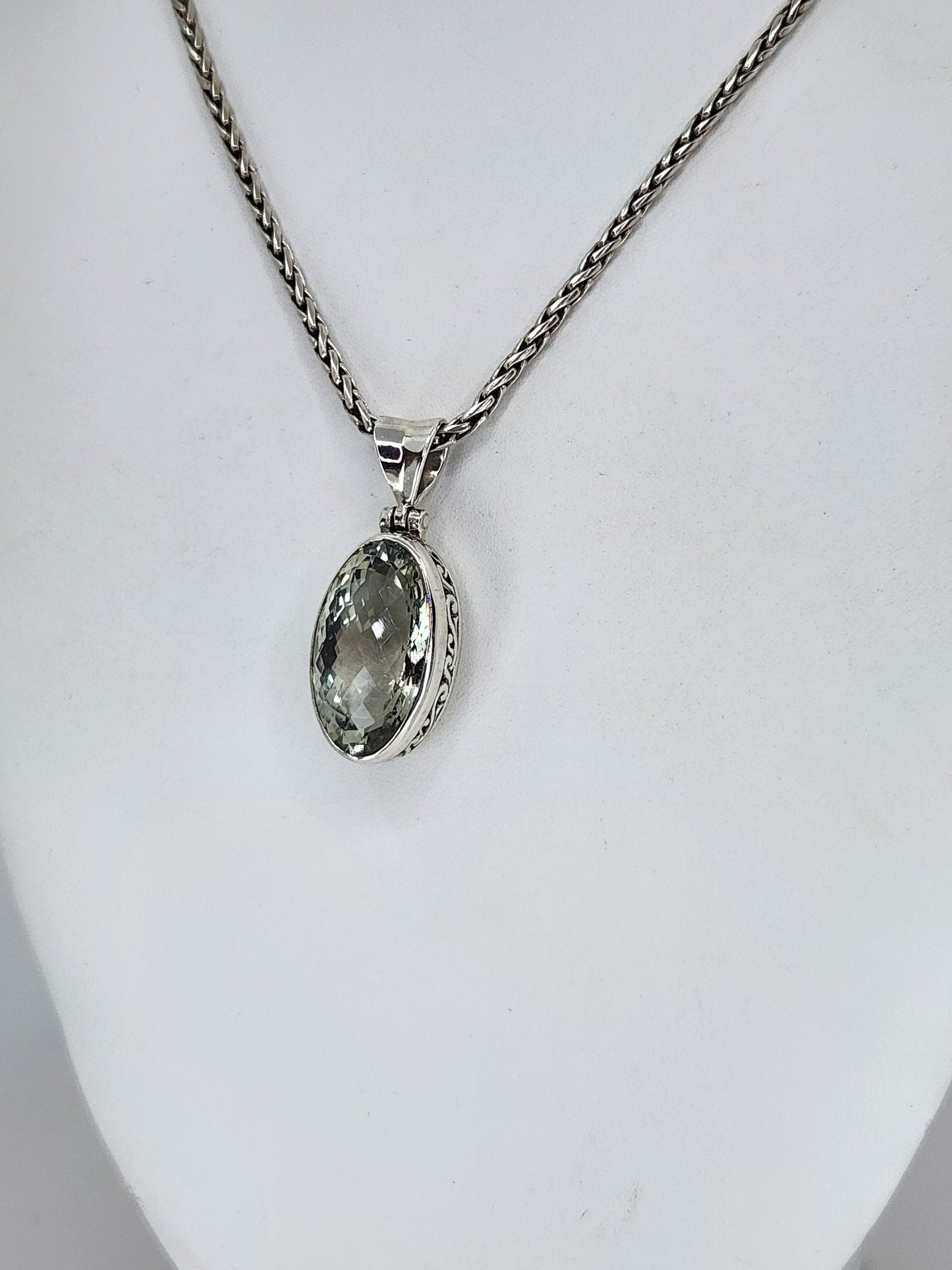 Janice Carson - Green Amethyst Pendant With Sterling Silver Necklace