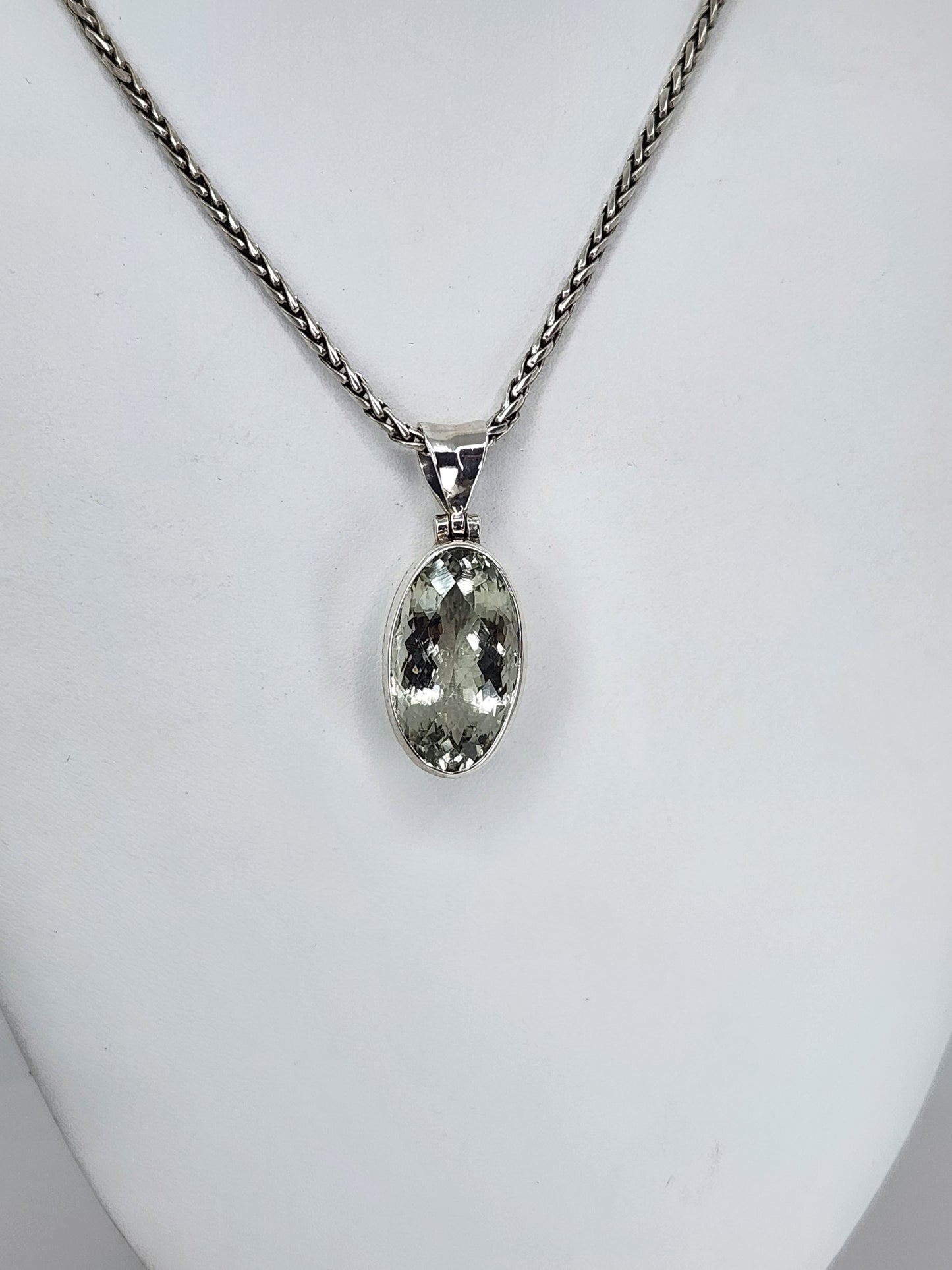 Janice Carson - Green Amethyst Pendant With Sterling Silver Necklace