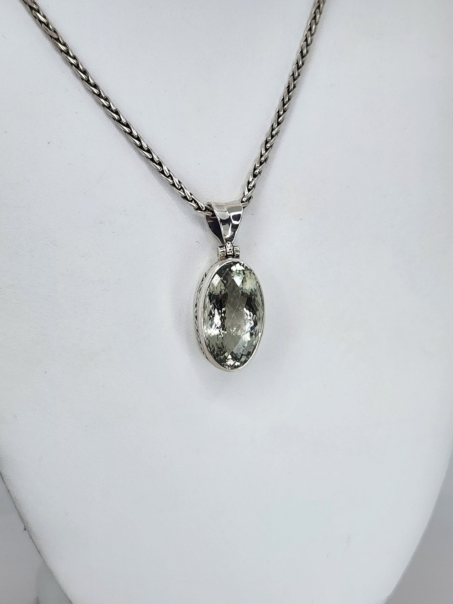 Janice Carson - Green Amethyst Pendant With Sterling Silver Necklace