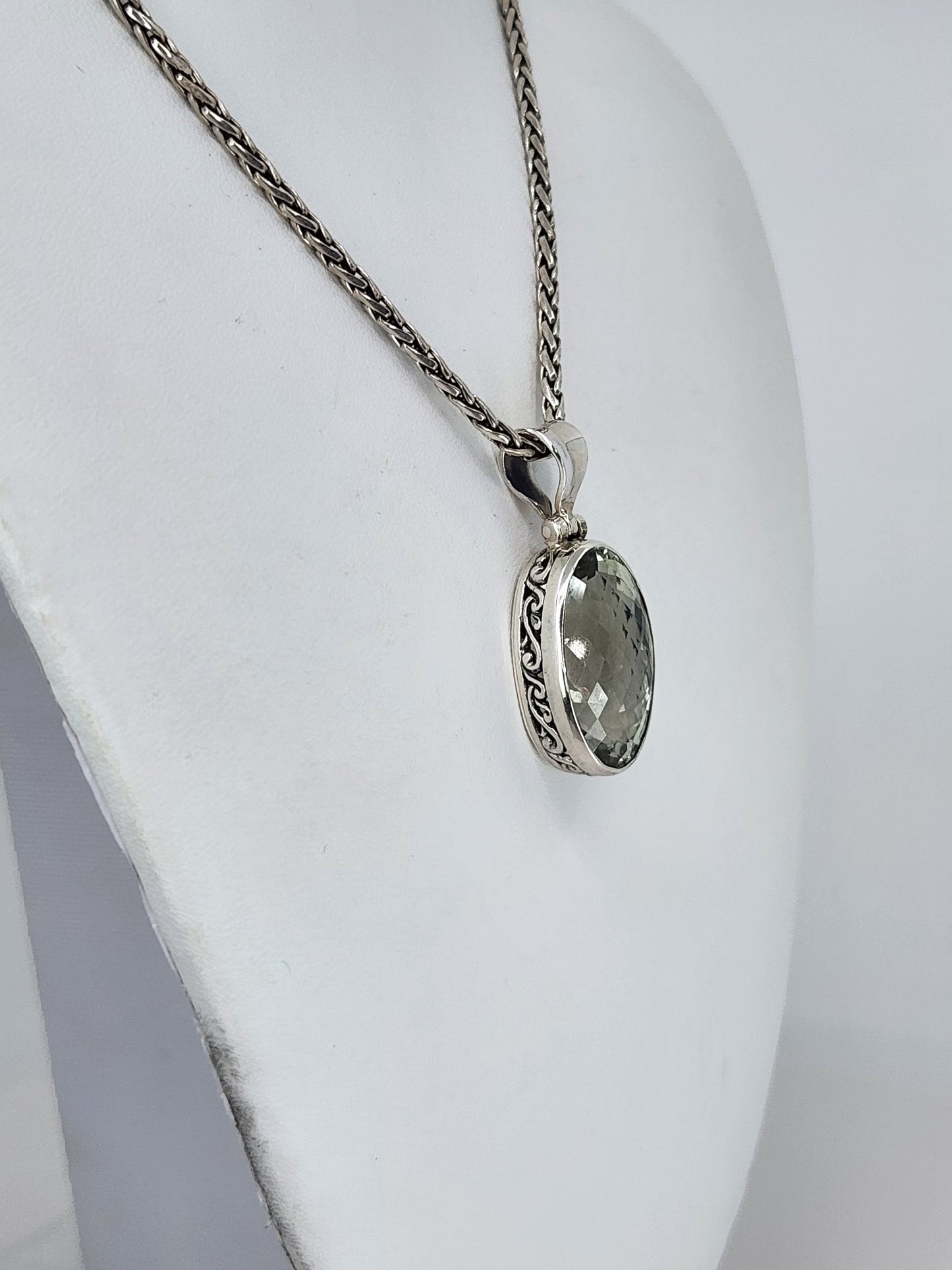 Janice Carson - Green Amethyst Pendant With Sterling Silver Necklace