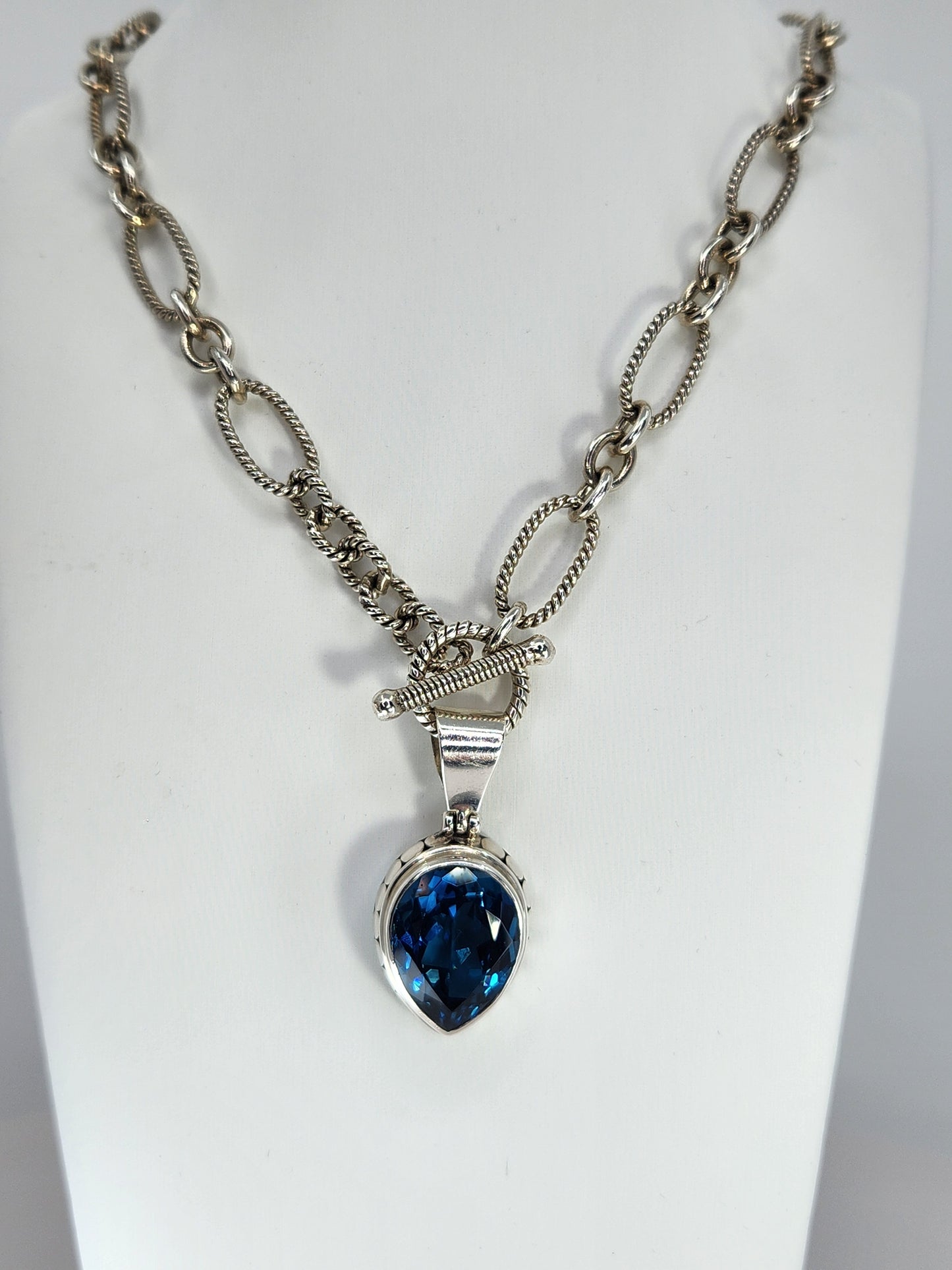 Janice Carson - Large London Blue Topaz Teardrop Pendant With Sterling Silver Necklace