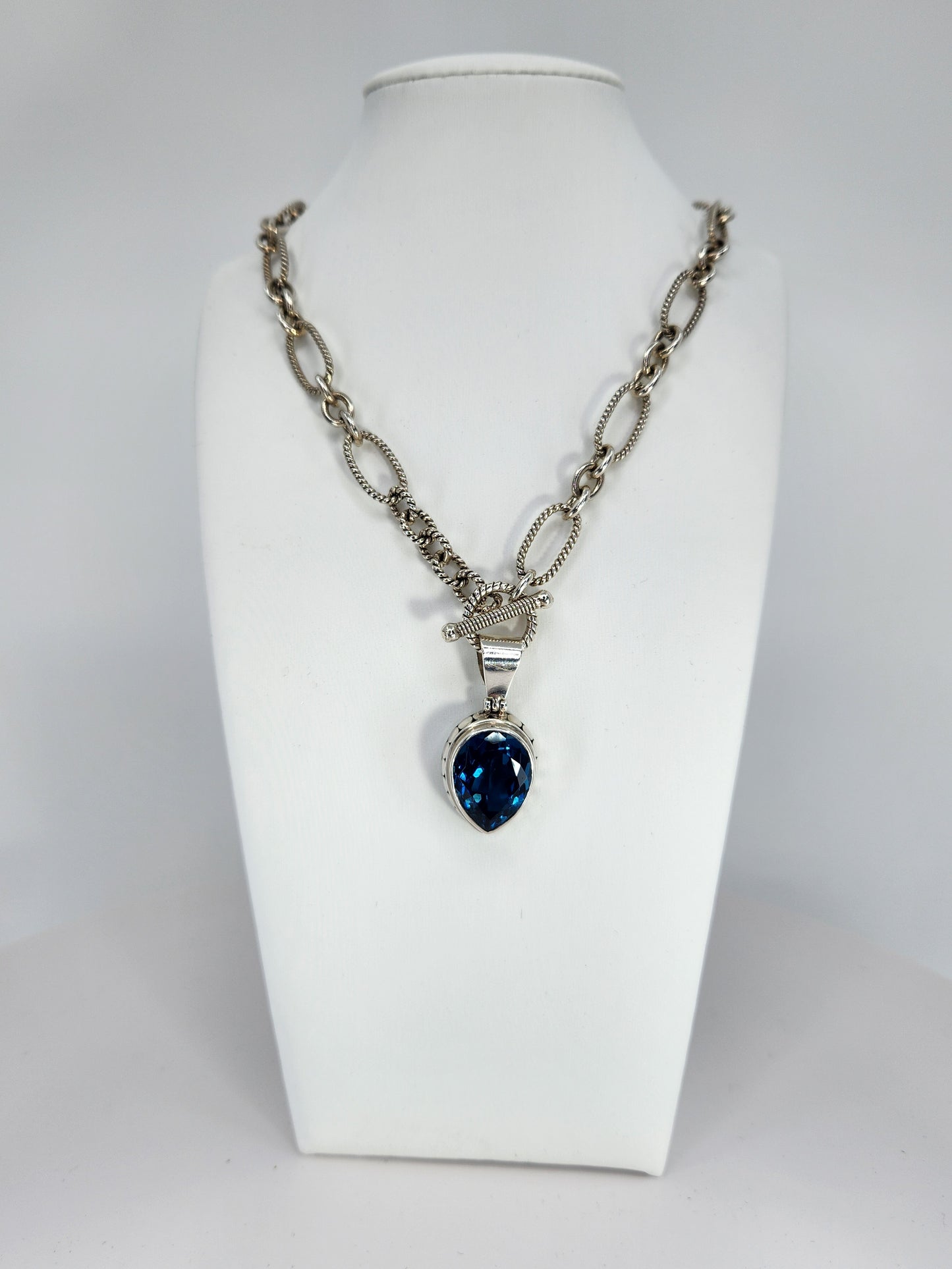 Janice Carson - Large London Blue Topaz Teardrop Pendant With Sterling Silver Necklace
