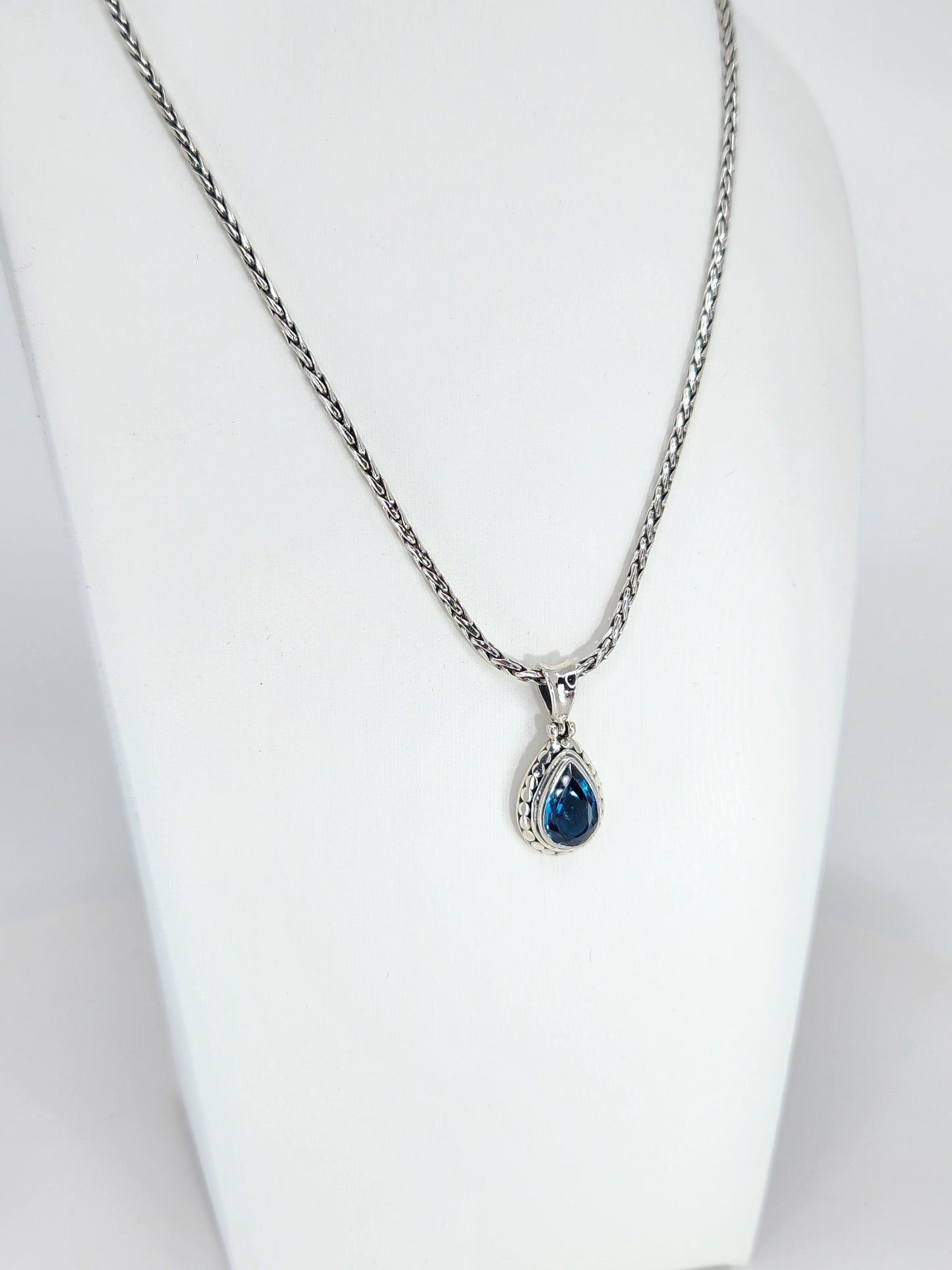 Janice Carson - London Blue Topaz Small Teardrop Necklace With Sterling Silver Chain