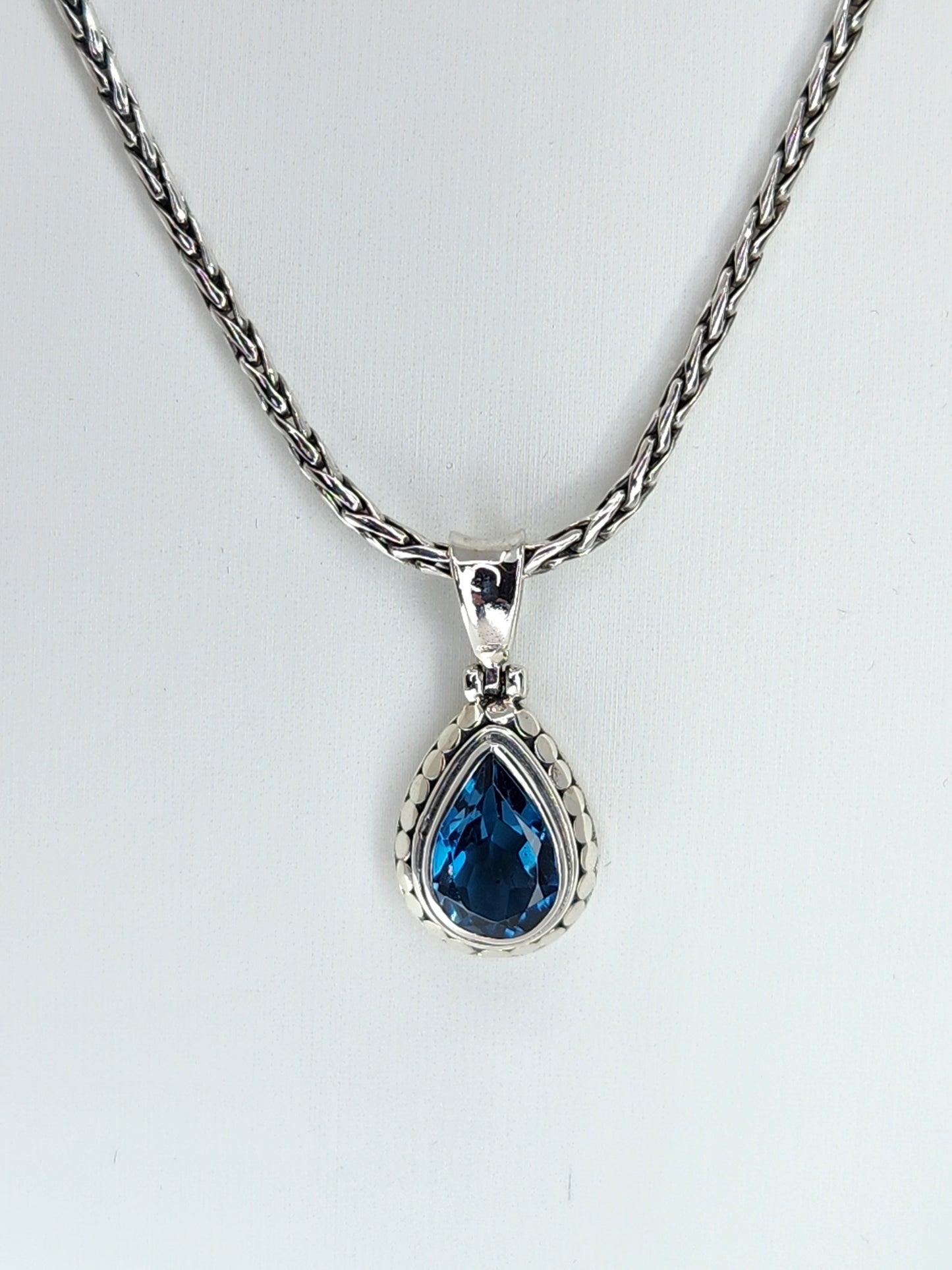 Janice Carson - London Blue Topaz Small Teardrop Necklace With Sterling Silver Chain