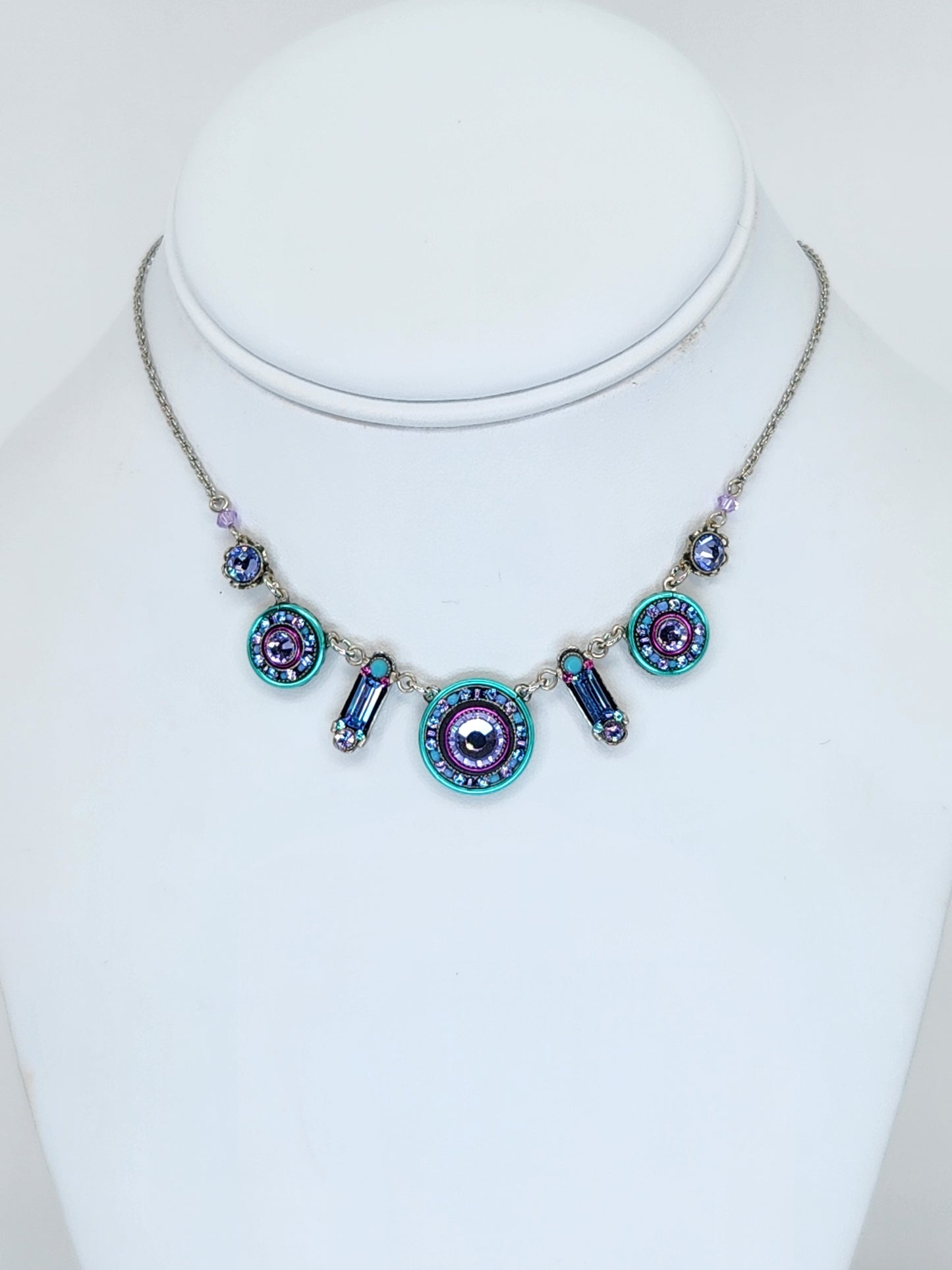 Firefly - Mosaic Necklace in Blue and Purple with Swarovski Crystals