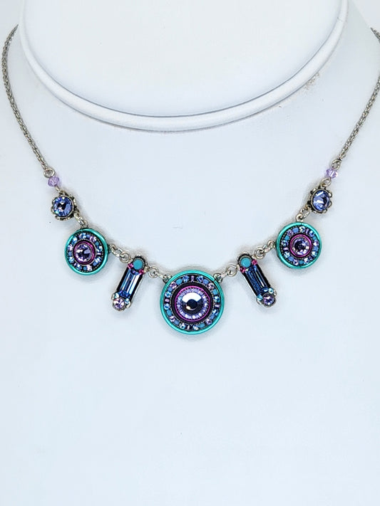 Firefly - Mosaic Necklace in Blue and Purple with Swarovski Crystals