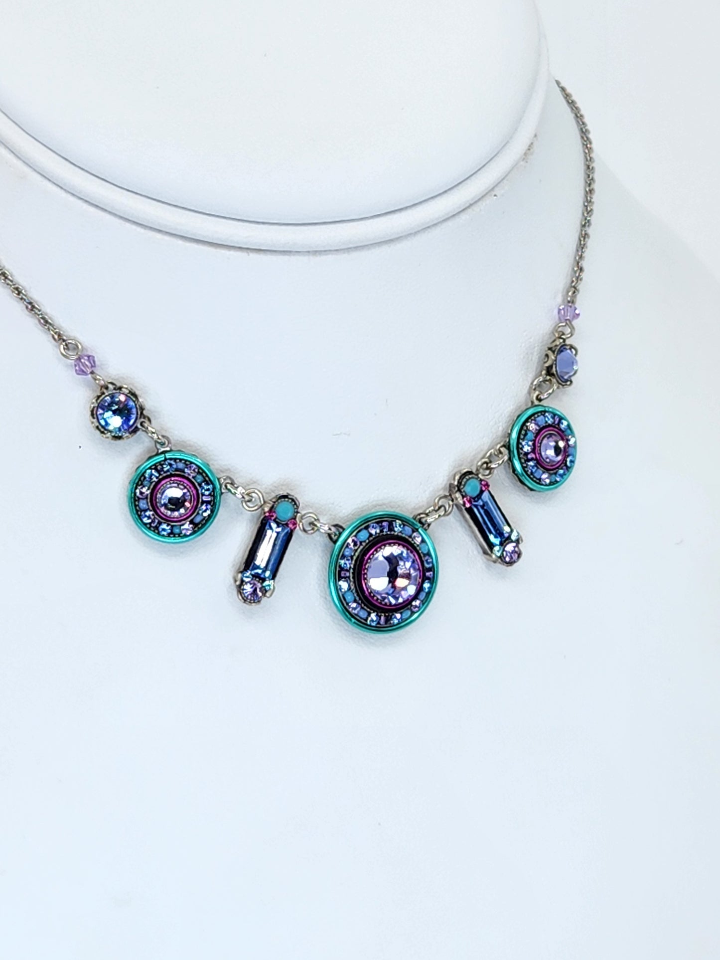 Firefly - Mosaic Necklace in Blue and Purple with Swarovski Crystals