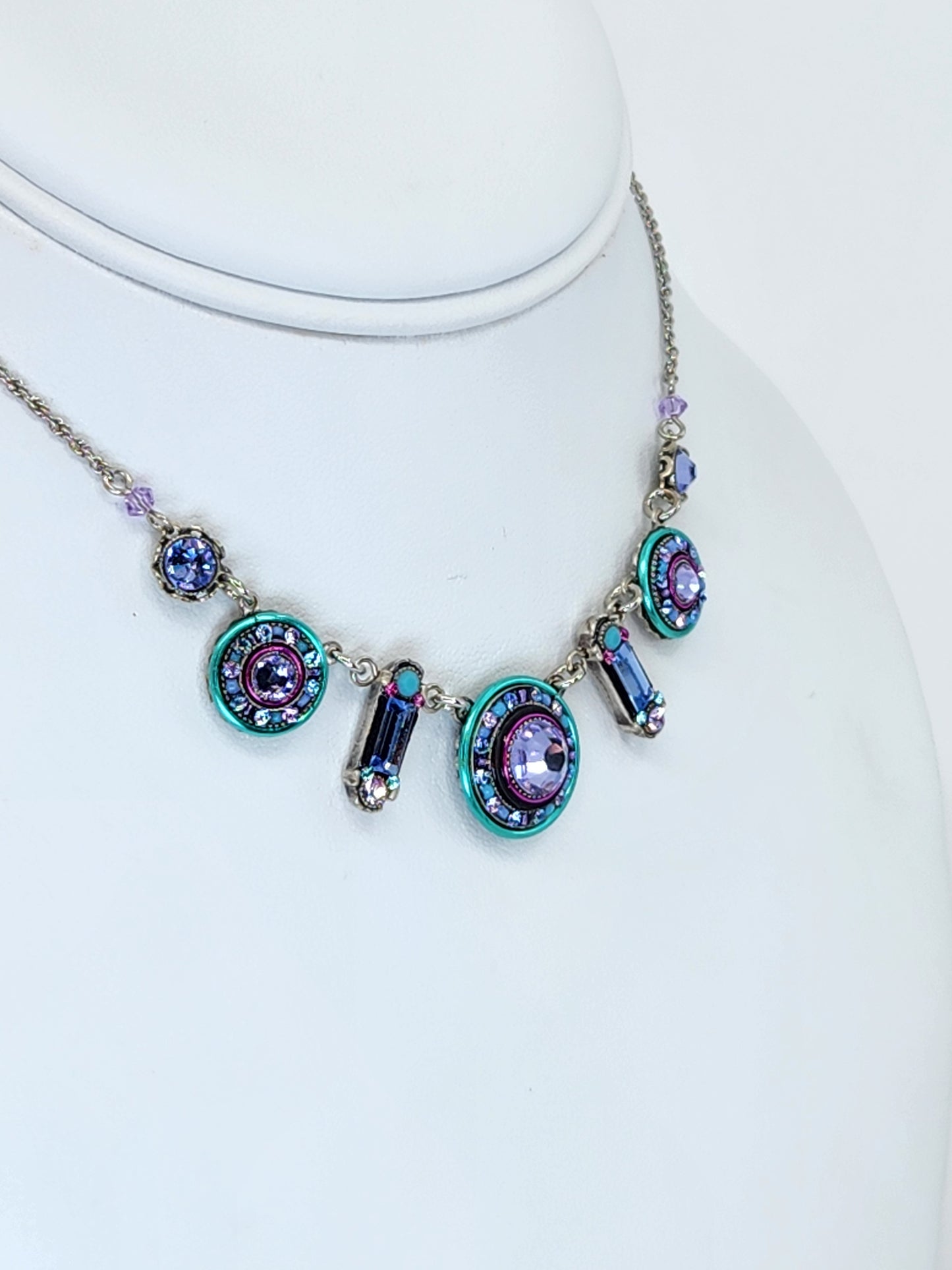 Firefly - Mosaic Necklace in Blue and Purple with Swarovski Crystals