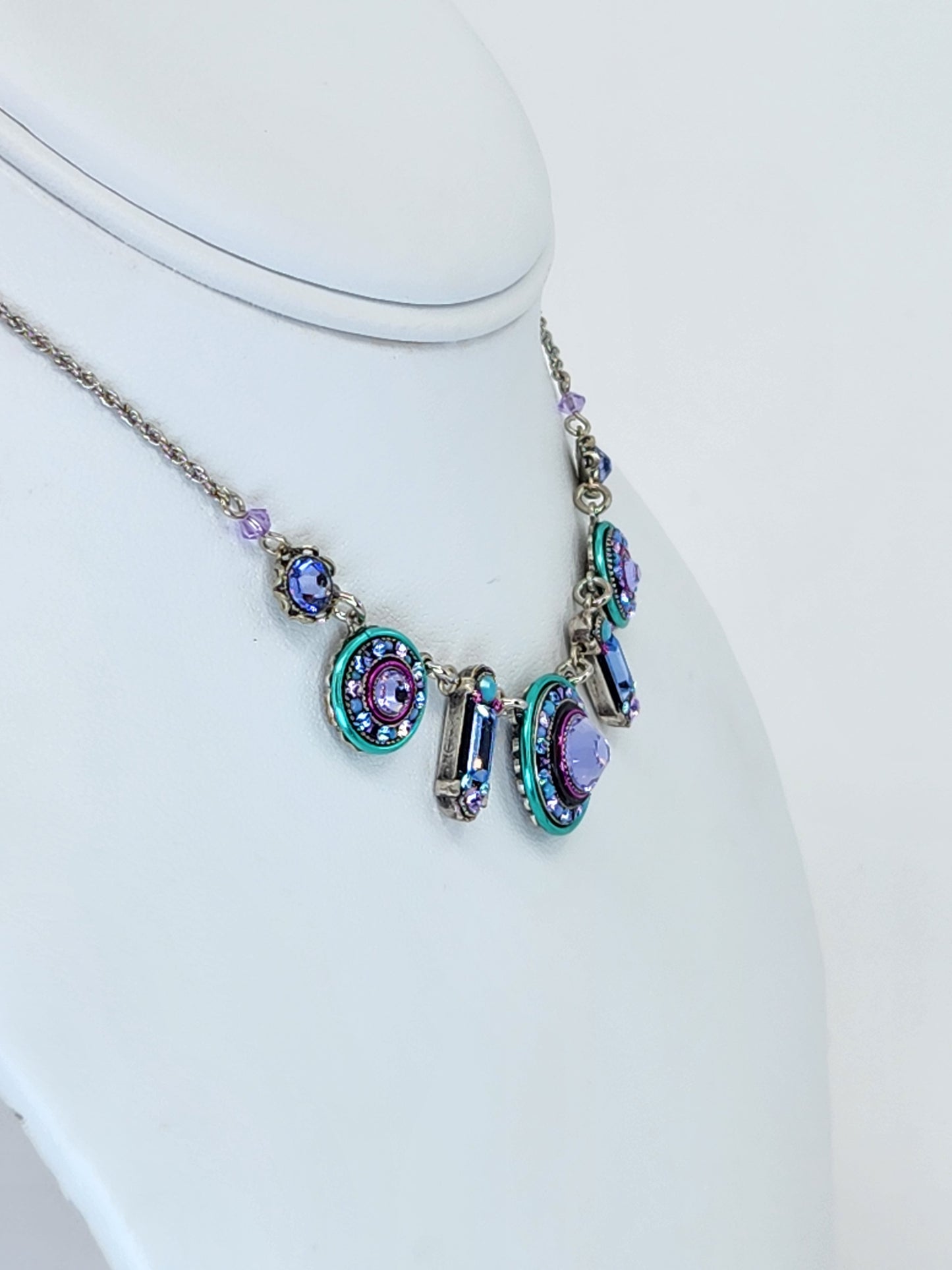 Firefly - Mosaic Necklace in Blue and Purple with Swarovski Crystals