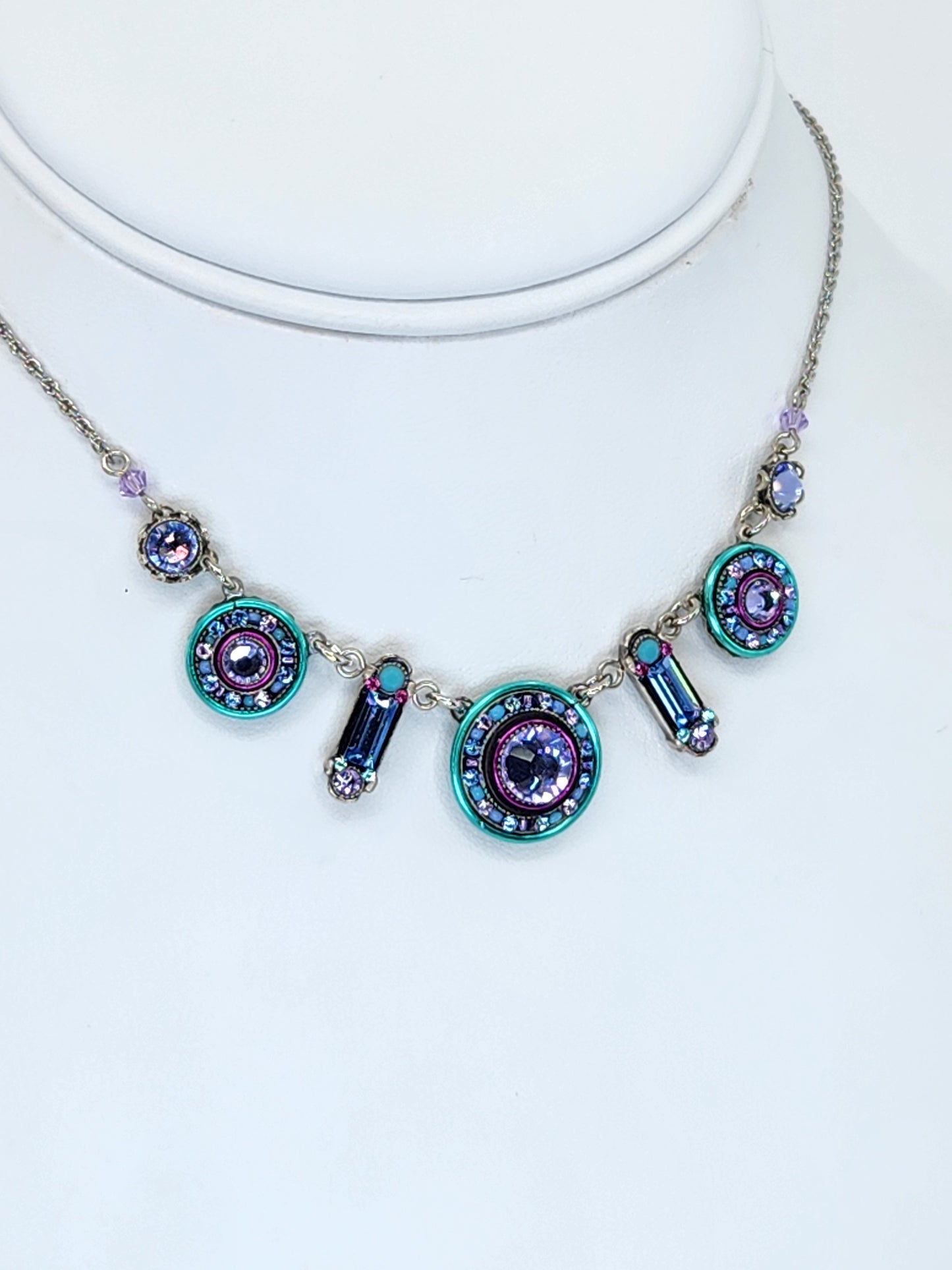 Firefly - Mosaic Necklace in Blue and Purple with Swarovski Crystals